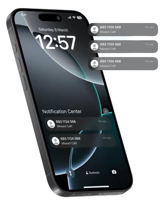 Phone showing missed call notifications
